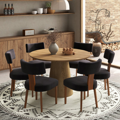 Ensemble de salle à manger à piédestal rond Mid-Century
