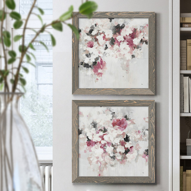 Floral Muse III - ensemble de 2 reproductions d'art sur toile, H 17 po x l 34 po x P 1,5 po, Cadre gris