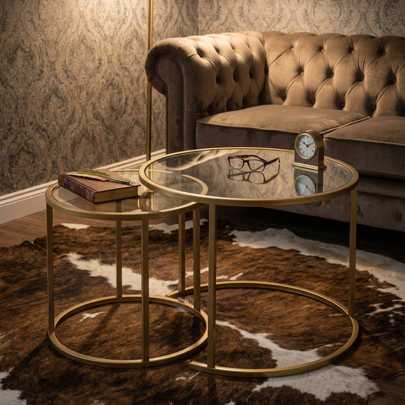 Ensemble de 2 tables basses Modern Modern, Transparent, Bronze