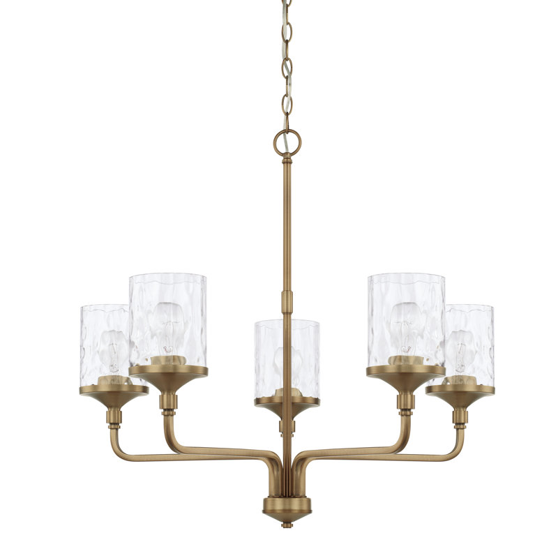 Colton Dimmable Classic / Traditional Chandelier, Aged Brass, 5