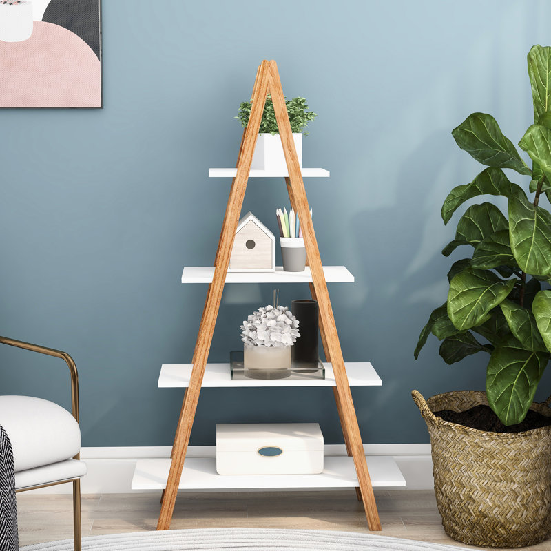 Bibliothèque classique et en bois - Bibliothèque à 4 tablettes avec cadre simple "A"