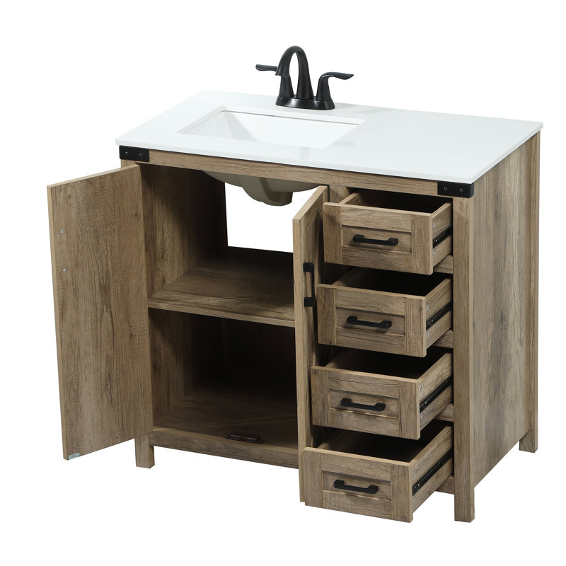 Ensemble de meuble-lavabo simple 36 po Slayton, Chêne naturel