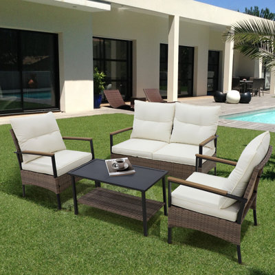 Nayellie 4 - Person Outdoor Seating Group with Cushions by Wildon Home