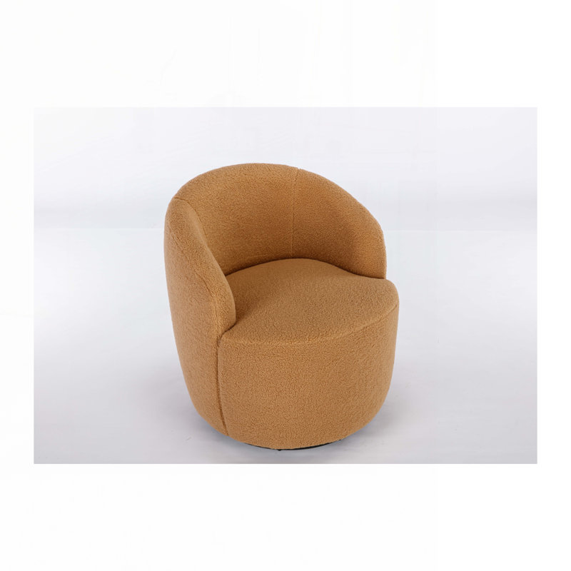 Swivel Barrel Chair, Khaki  Teddy Fabric