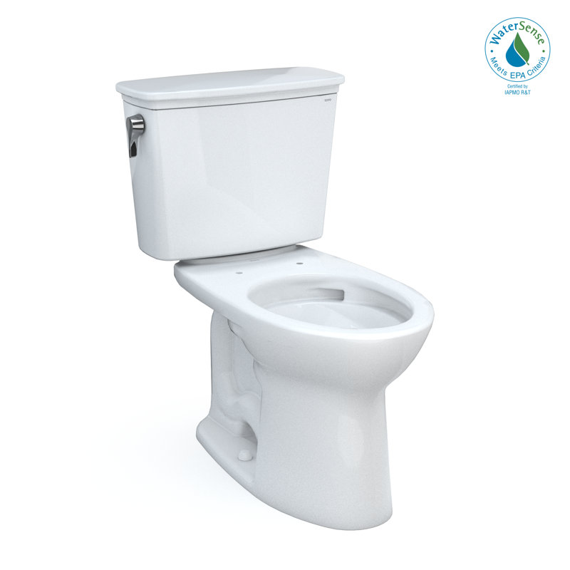 Drake® 1.28 GPF (Water Efficient) Elongated Two-Piece Toilet with Tornado Flush® (Seat Not Included), Cotton White, 12"