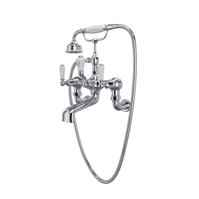 Edwardian Traditional Exposed Wall Mount Tub Filler, Polished Chrome