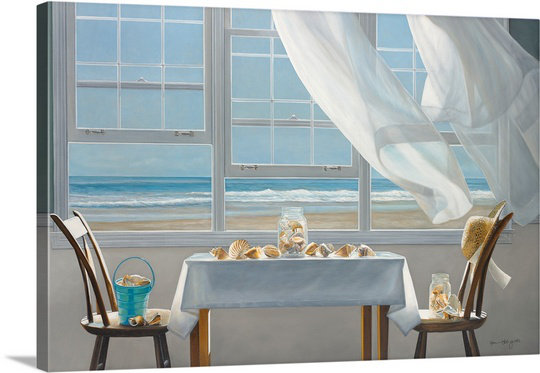 « the shell collectionners », impression Karen Hollingsworth, H 16 po x l 24 po x P 1,5 po, Toile