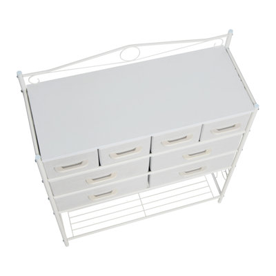 Buffet scandinave en fer et bois blanc à 8 tiroirs