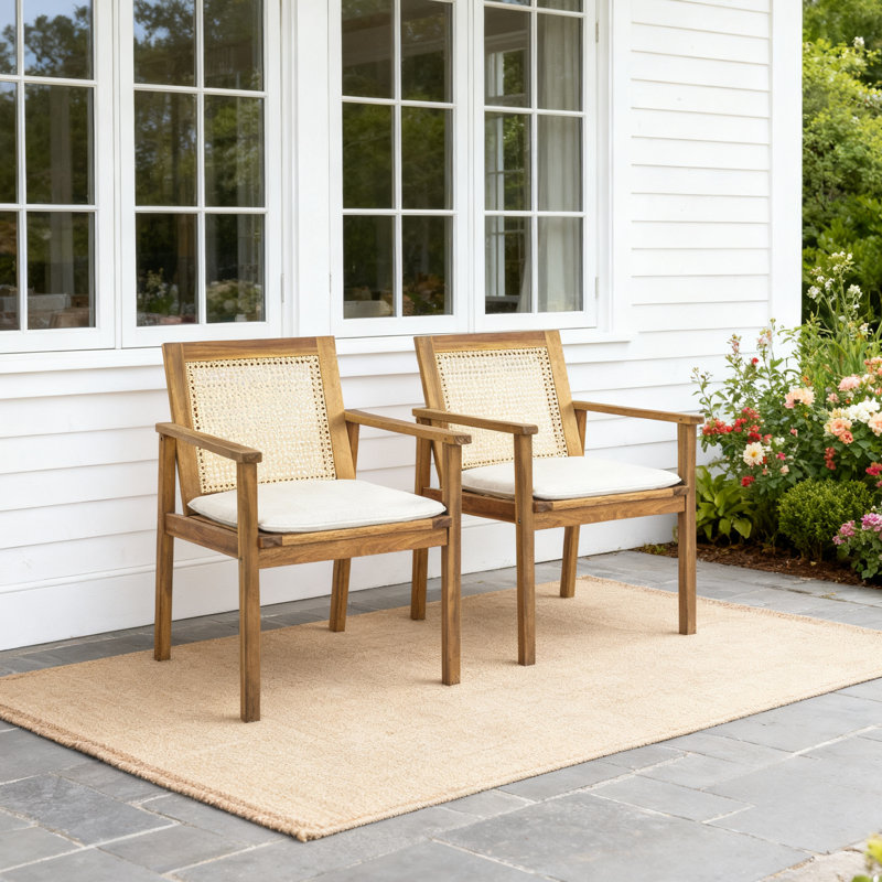 Lopit Outdoor Solid Wood Dining Chair with Cushion