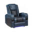 Fauteuil inclinable électrique en cuir bleu et noir Alair avec Bluetooth, chargeur sans fil et porte-gobelet Alair
