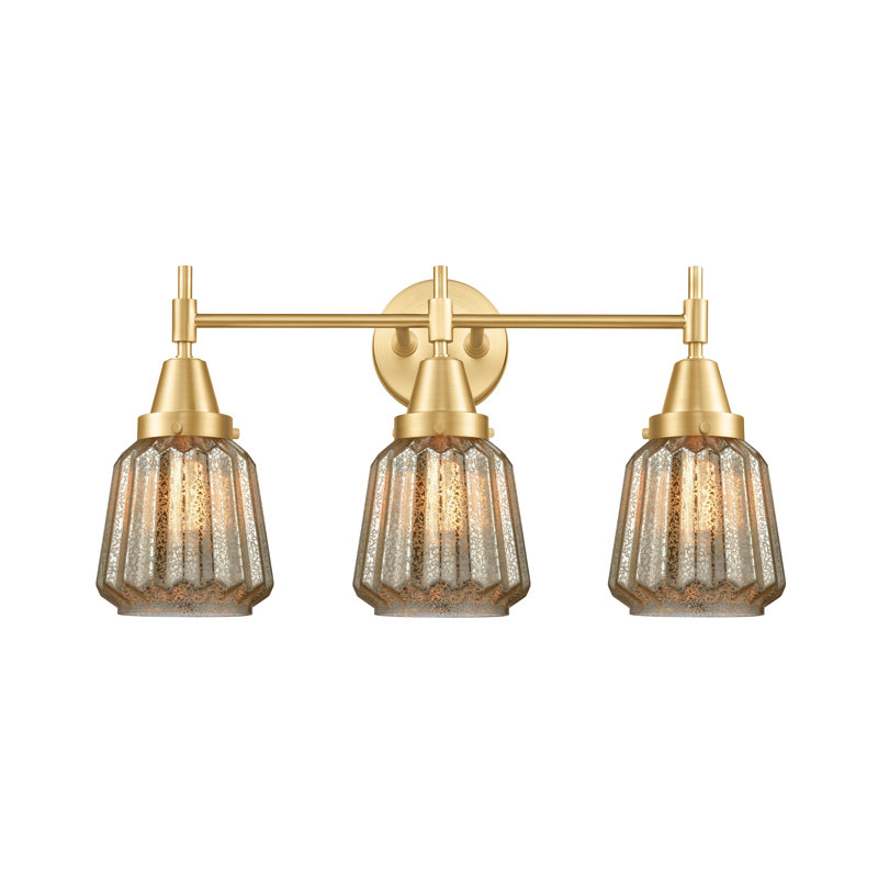 Éclairage pour meuble-lavabo à 3 lumières à intensité variable Gayle, Grainé, Chrome poli, Ampoule non incluse