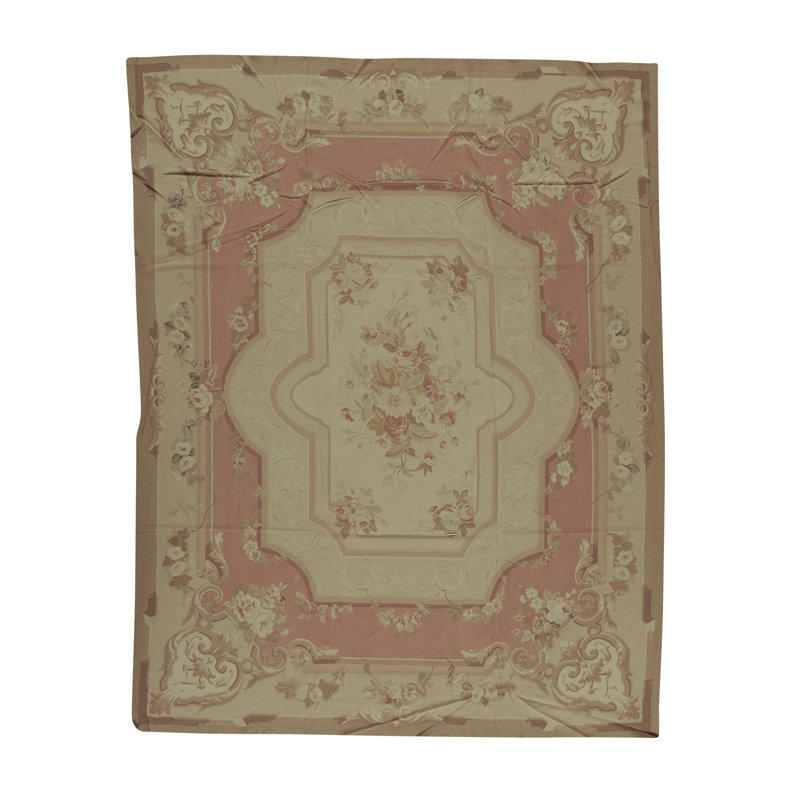 Hand-Knotted High-Quality Rose and Beige Area Rug