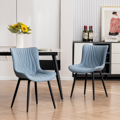 Jimma Faux Leather Upholstered Wingback Dining Chair with Iron Legs