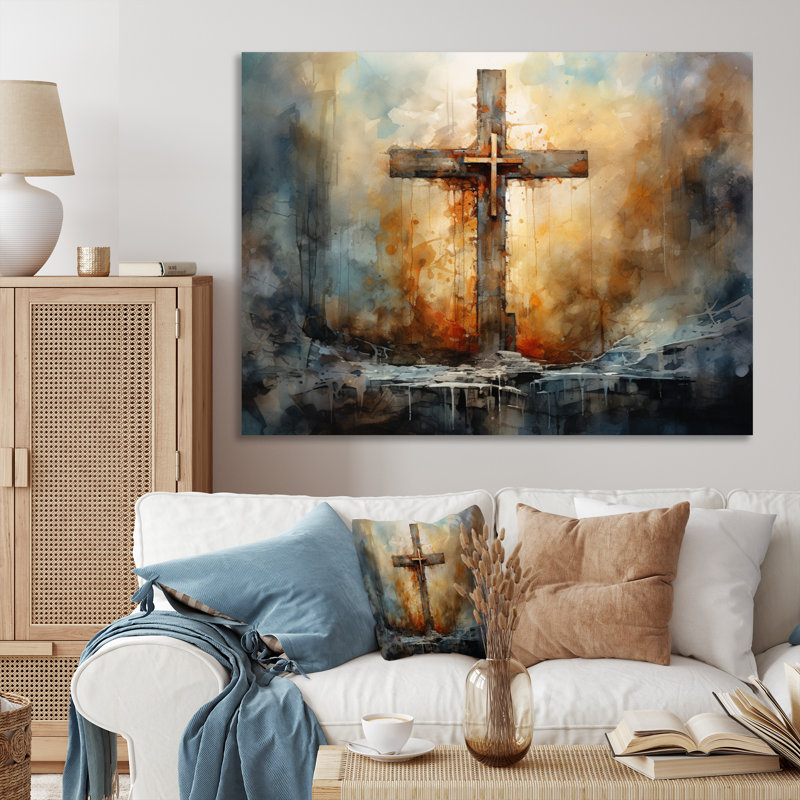 Croix, symbole puissant - art mural, Toile tendue, H 16 po x l 32 po x P 1 po
