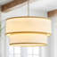 Lustre tambour 5 lumières en tissu blanc-1240108975