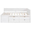 Lit de jour blanc avec possibilités de tiroirs polyvalentes et conceptions de tablettes contemporaines, tablettes pleine grandeur, structure en bois massif pour un espace de vie élégant-115834777