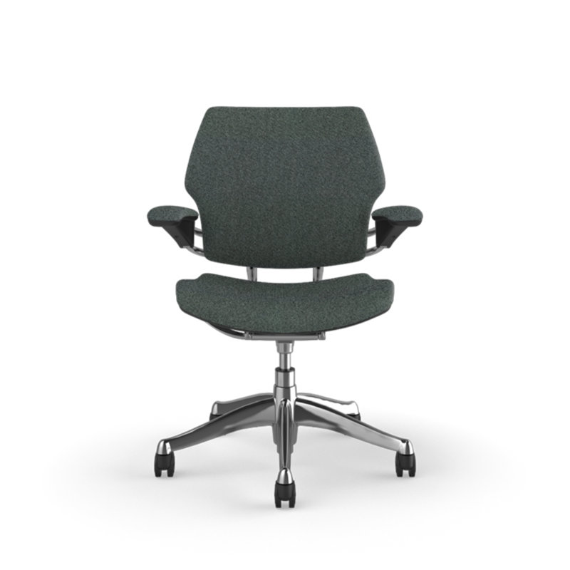 Freedom Ergonomic Task Chair - Coda, Olive - 0962, Polished Aluminum with Graphite Trim, Standard Duron Arms with Textile