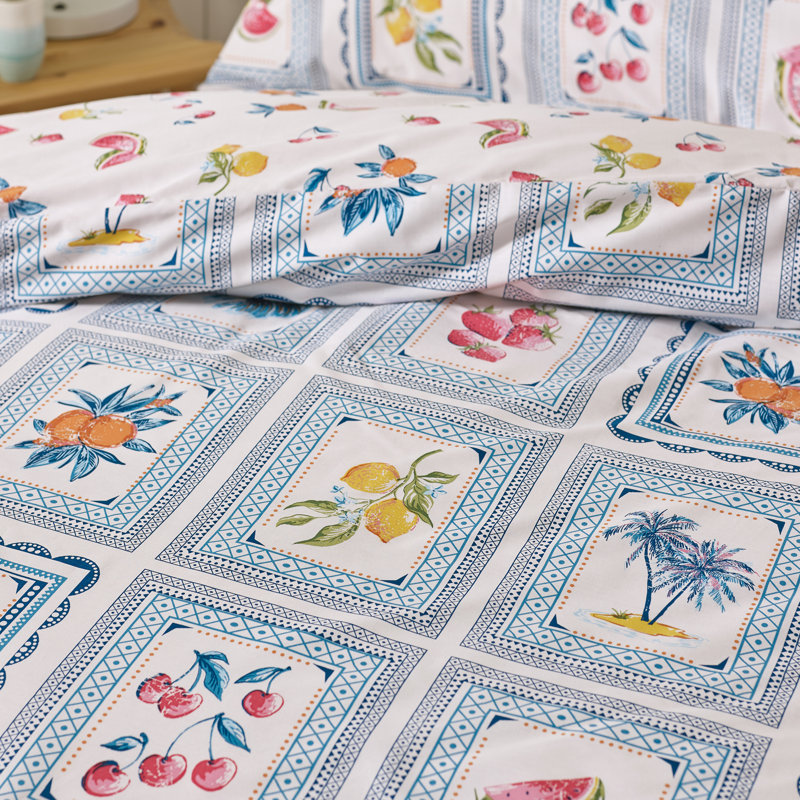 Riviera Tiles Reversible Duvet Cover Set, King Duvet Cover Set + 2 Pillowcases