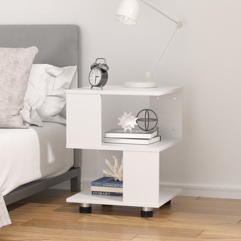 Table de chevet compacte 3 couches MDF, White