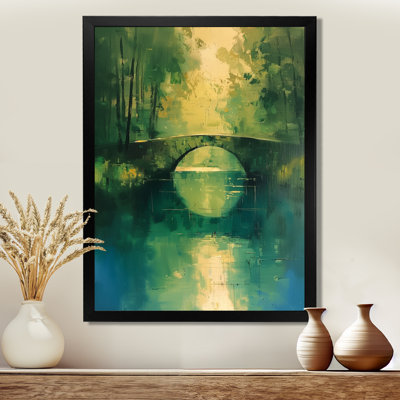 «Green Yellow Spring Waterway River Bridge», impression d'art mural