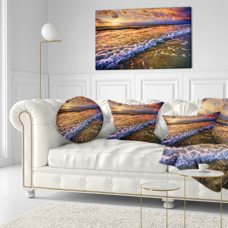 Coussin lombaire à coucher de soleil avec eaux de mer