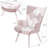 Bohemian Style Accent Chair With Ottoman Set, Patchwork Linen Fabric,330Lbs Capacity-1891844282