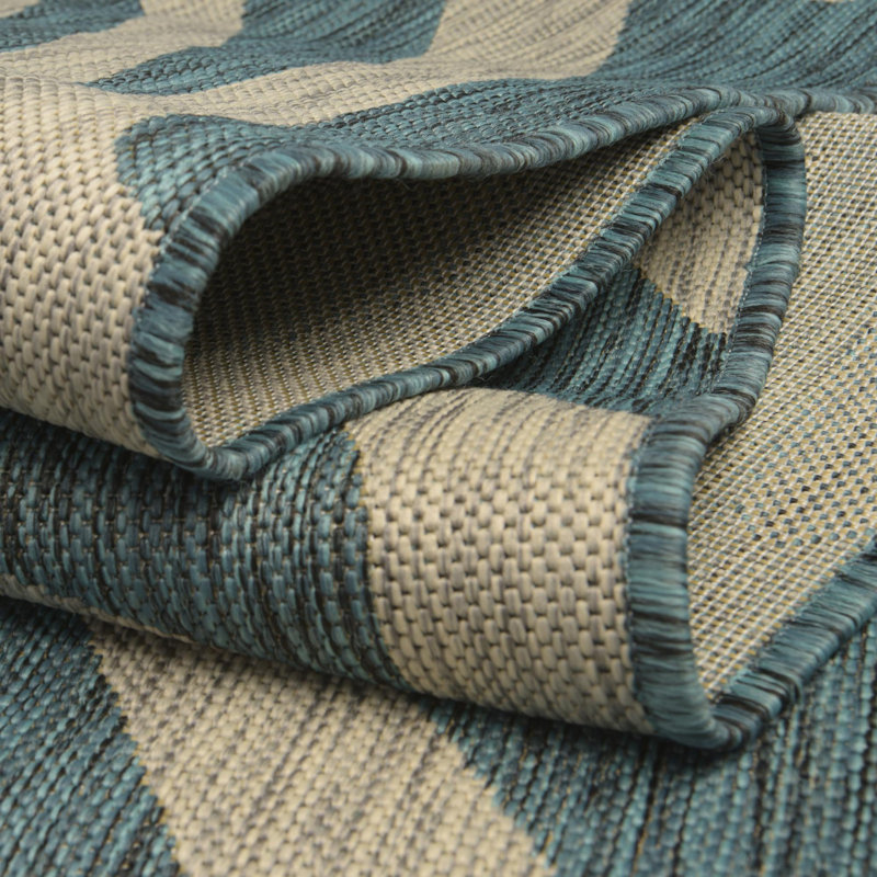 Tapis d'extérieur joyeux vert-bleu, Tapis de couloir 2 pi x 7 pi 10 po