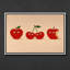 Playful Apples and Cherries with Expressive Faces Illustration Framed Print Wall Art-744735331-744735328
