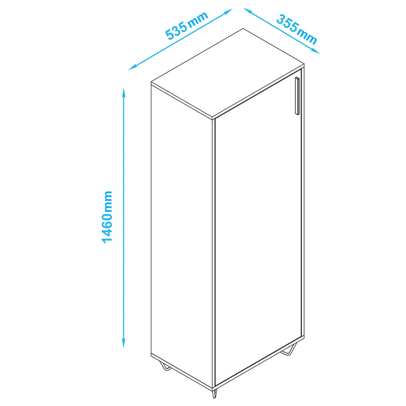 Saro 1 -Door 3 -Shelf, Oak