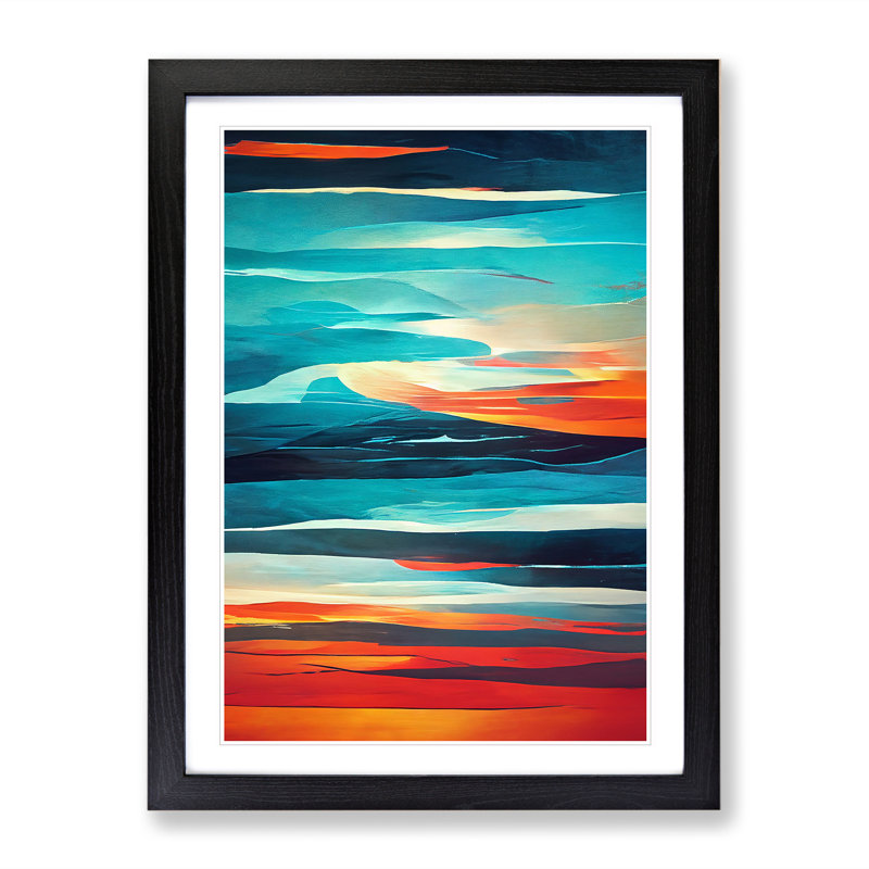 Abstract Sunset No.3 - Single Picture Frame Print, 64cm H x 46cm W x 2cm D, Black Framed