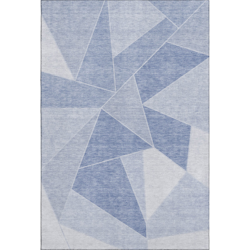 Premium Machine Washable Mayfield AMF636 Geometric Rug, Sky, 5' x 7'6"
