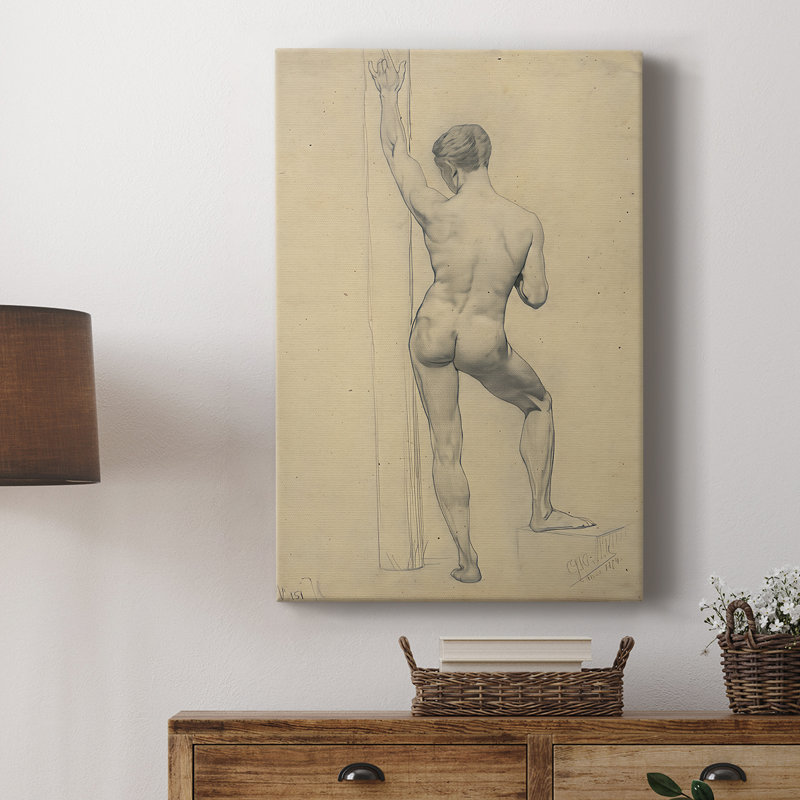 Masculin nu, vue arrière - toile tendue par Gustav Klimt, 8 x 12