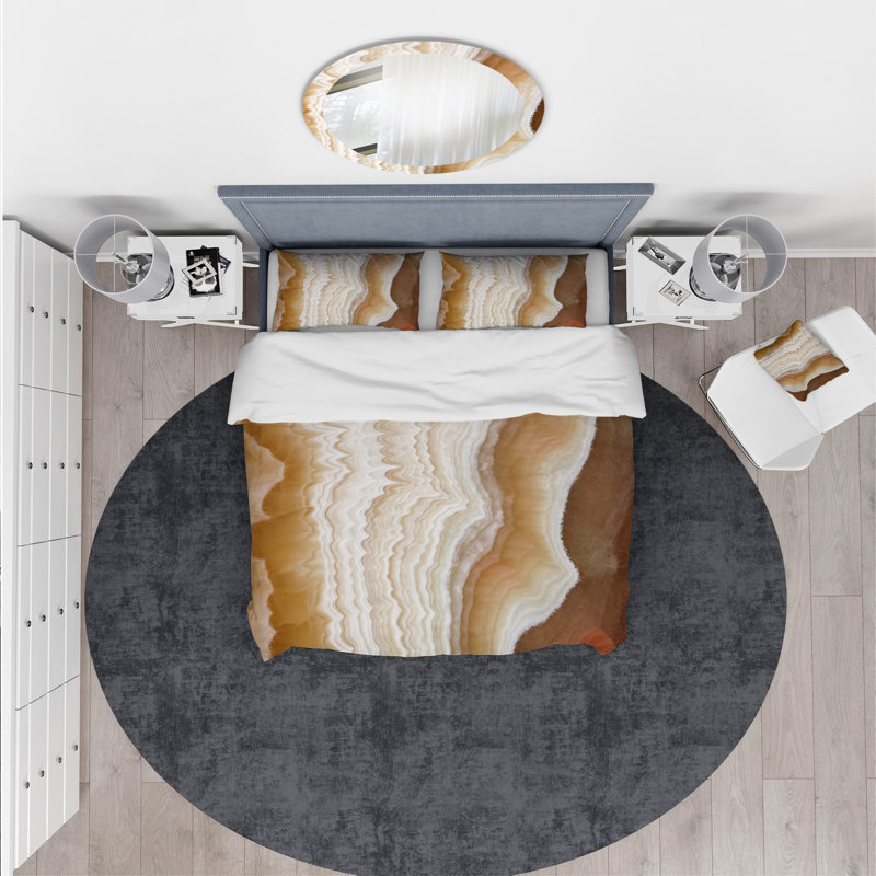 Ensemble de housse de couette en pierre marbrée designart, Housse de couette grand + 2 taies décoratives