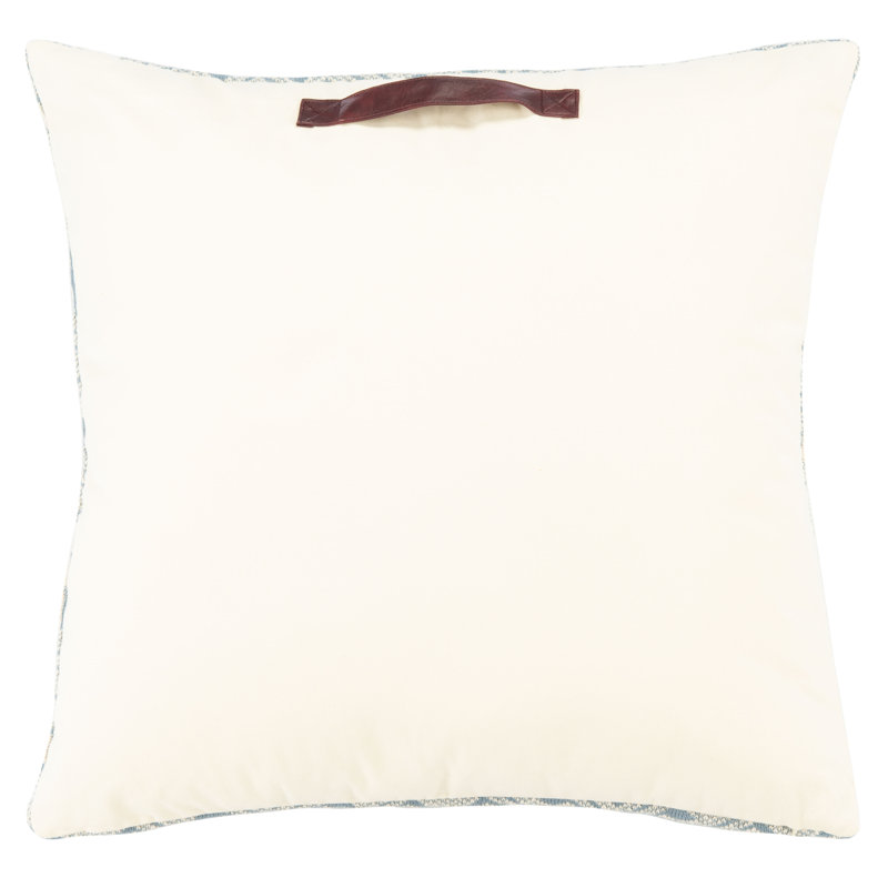 Makela Blue and Beige Geometric Cotton Floor Pillow