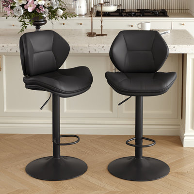 Tabourets de bar à hauteur réglable avec dossier, tabourets de bar pivotants à 360 ° en cuir de polyuréthane, chaises de bar ergonomiques pour îlot de cuisine, bar pour la maison