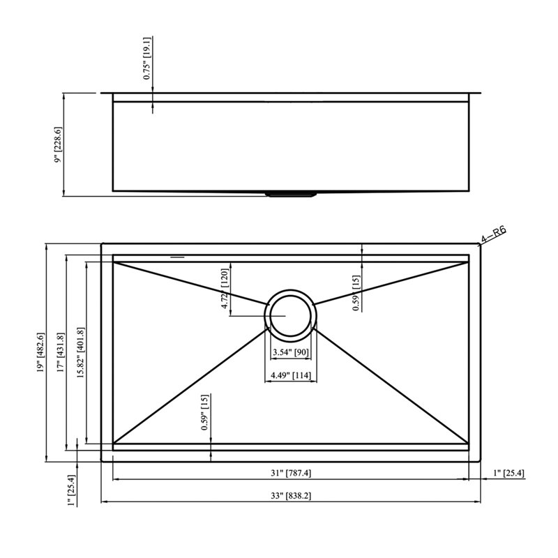 33 Inch Undermount Kitchen Sink, 18 Gauge T - 304 Stainless Steel, Workstation Track, Quick Cleaning, Coating, Pad, Installation Accessories