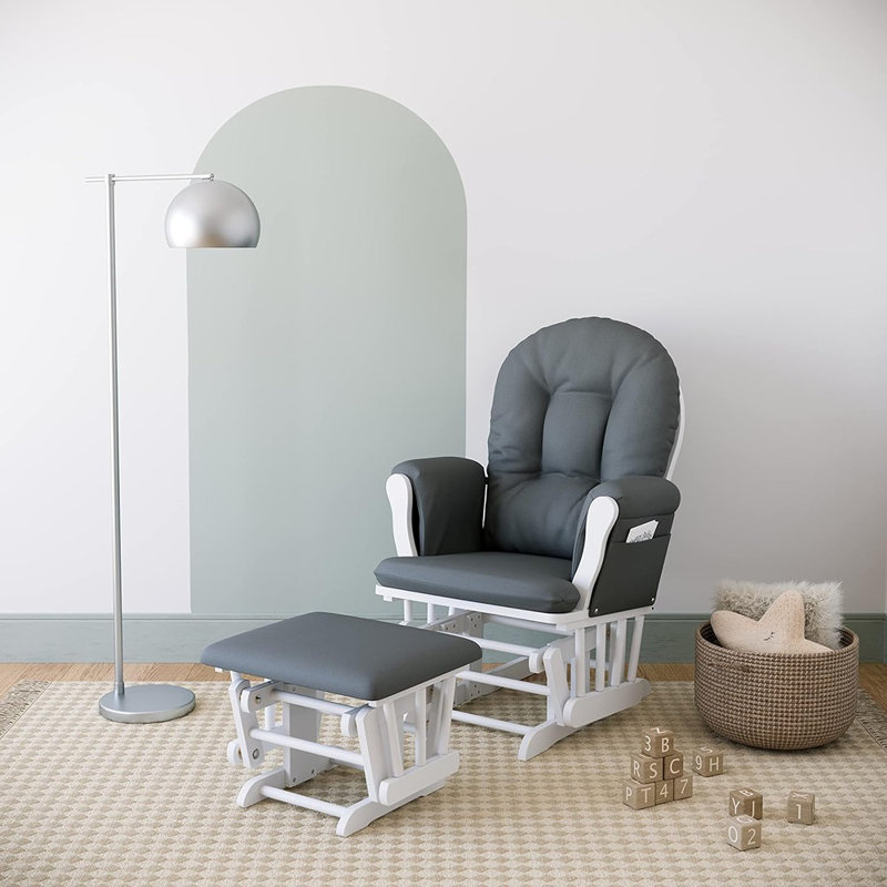Hoop Glider with Ottoman, White, Gray