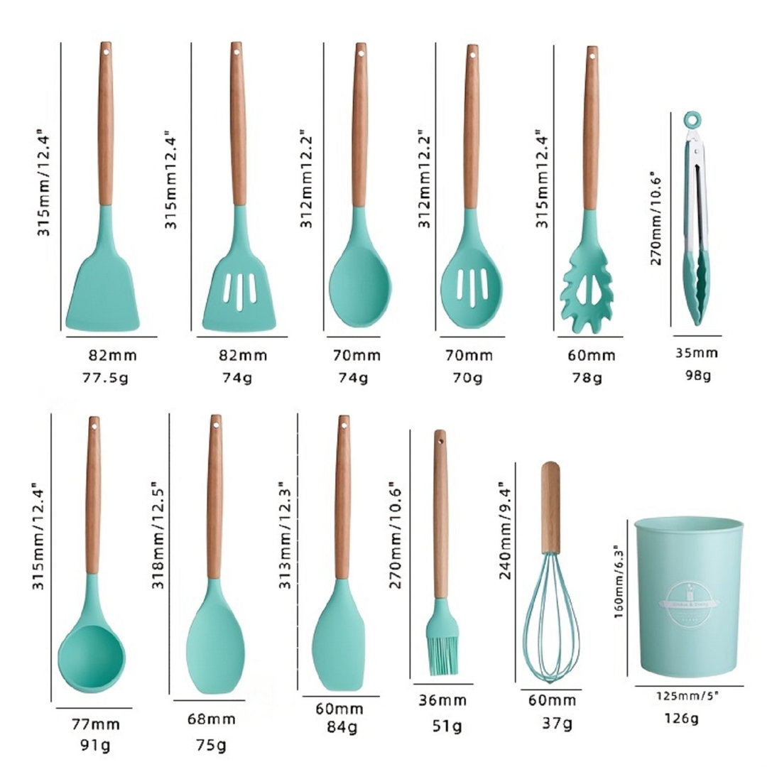 QXXSJ 12 Piece Cooking Utensil Set with Utensil Crock QXXSJ