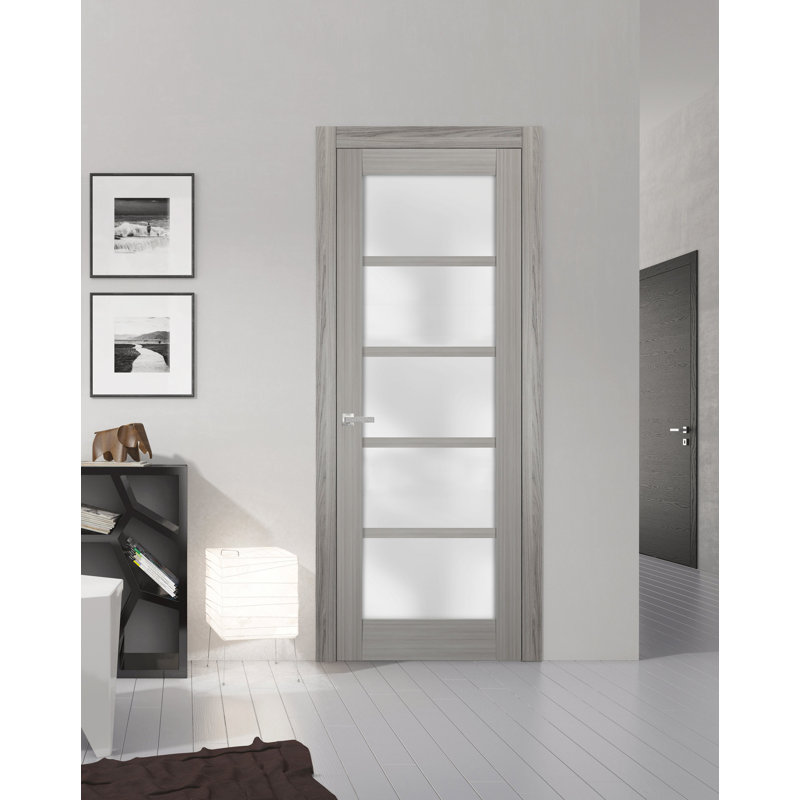Porte-fenêtre en verre givré massif | Quadro 4002 | Poignée simple à panneau régulier | Portes de salle de bain robustes