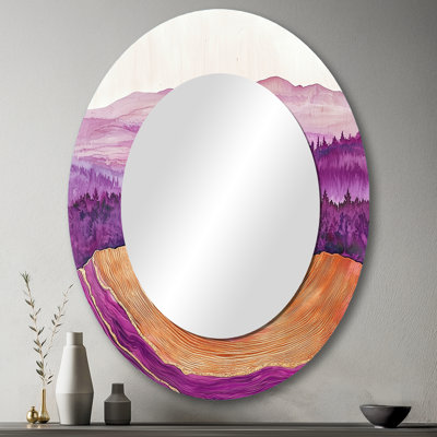 Miroir mural oval mauve