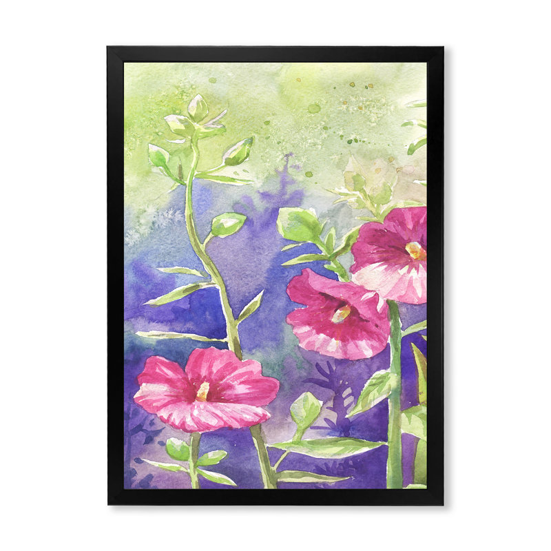 Floraison de la mauve mauve en fleurs, H 20 po x l 12 po x P 1 po, Cadre photo noir