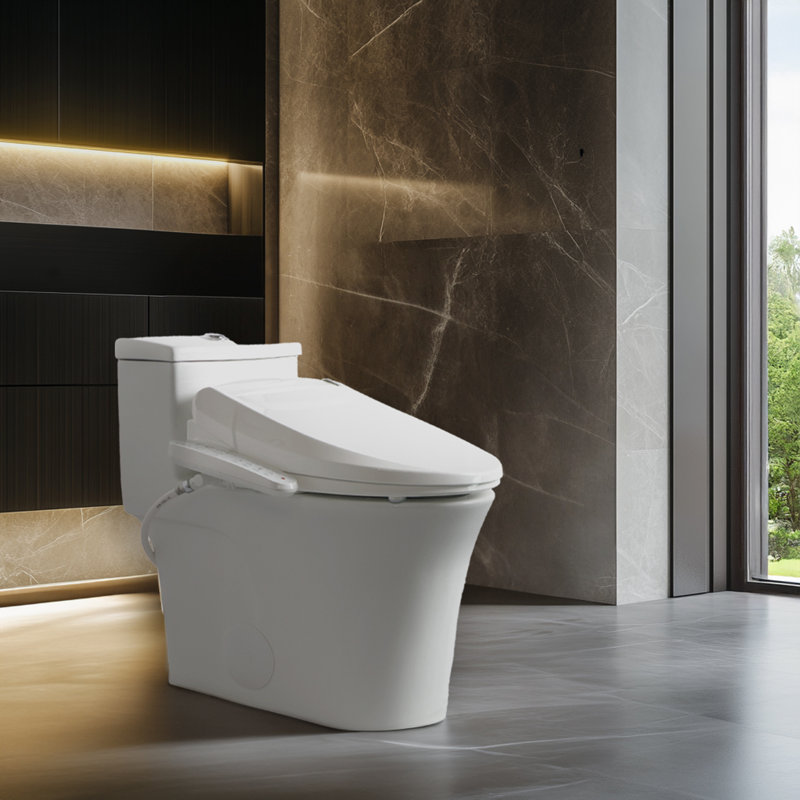 SmartBidet SB-2000WE Electric Bidet Toilet Seat with Heated Seating, Warm Air Dryer, Temperature Control Wash, and Control Panel, Round Seating
