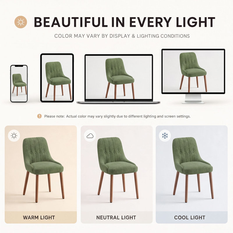 Arva 49 cm H Fabric Side Chair, Green