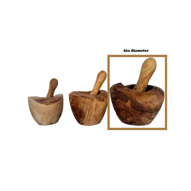 Olive Wood Rustic Mortar and Pestle