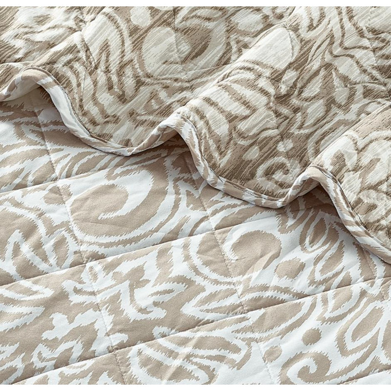 Candon Polyester Bedspread with Pillowcases, Beige, Double