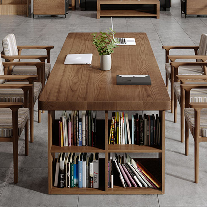 Bureau de direction rectangulaire en bois massif avec tiroirs Walnut, Retour à droite, H 29,53 po x l 70,87 po x P 31,5 po