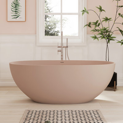 Fslefay 61'' Freestanding Bathtub Solid Surface Deep Soaking Tubs