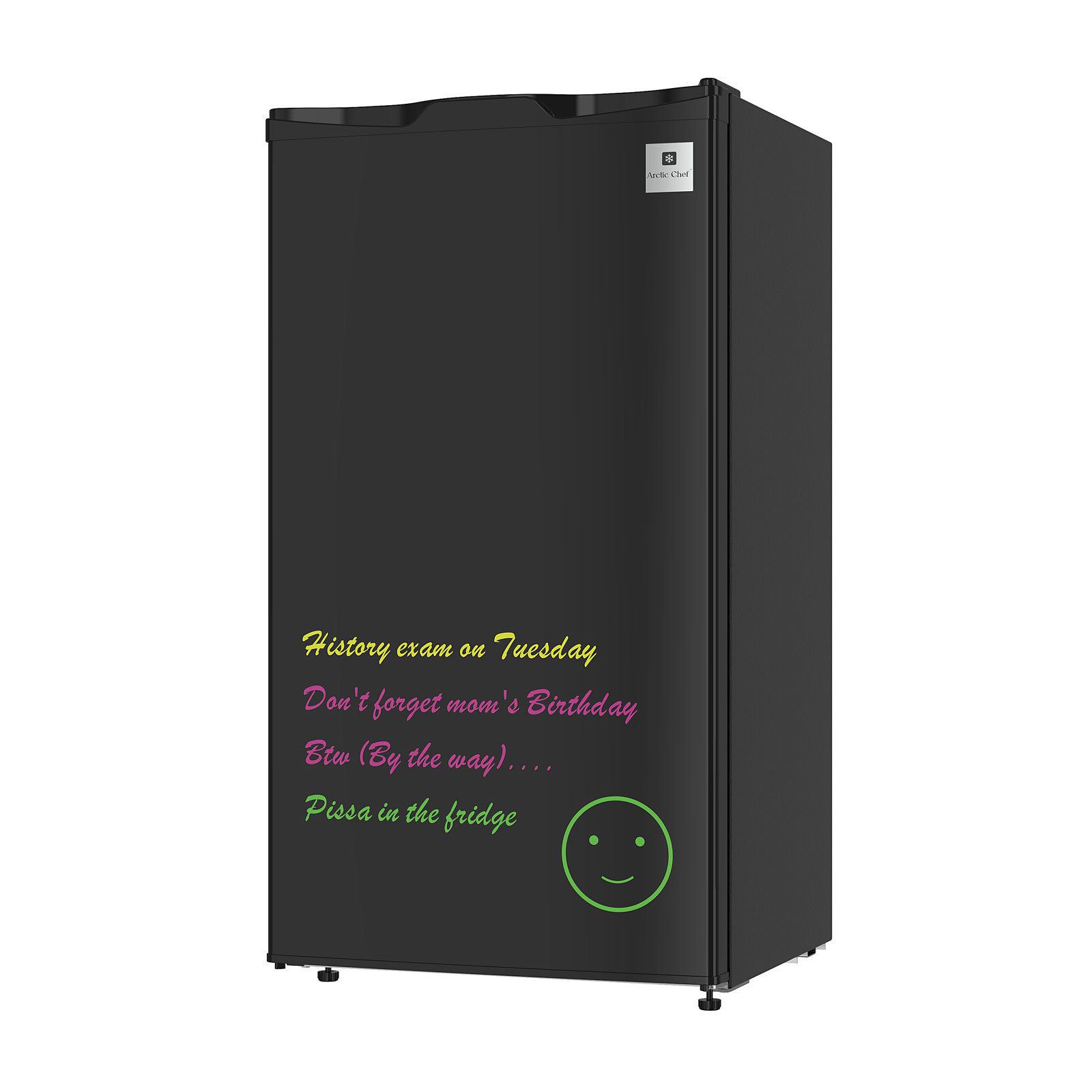 Arctic Chef, 3.2 Cu. Ft. Eraser Board Compact Refrigerator, Black | Fridge.com