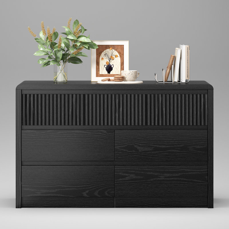 Modern 7 Drawer Dresser For Bedroom,50" W TV Stand for Linving Room with Storage,Anti-tipping Devices, Black