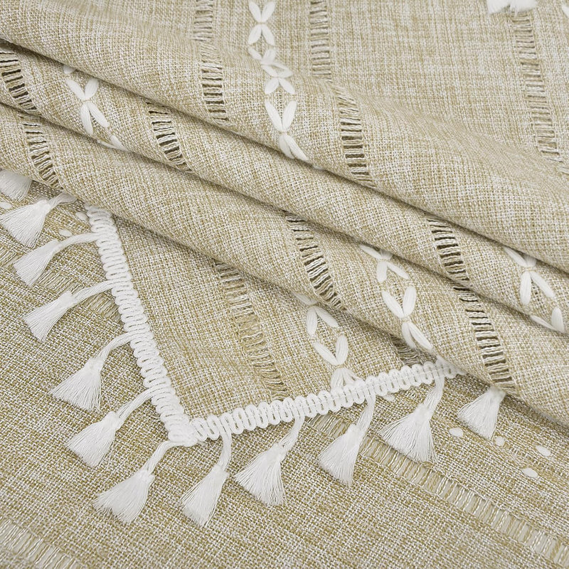 Petite nappe carrée en lin de coton avec pampilles Boho